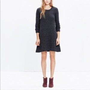 Madewell Sweater Dress Dark Gray or Black Curved Hem Dress Small